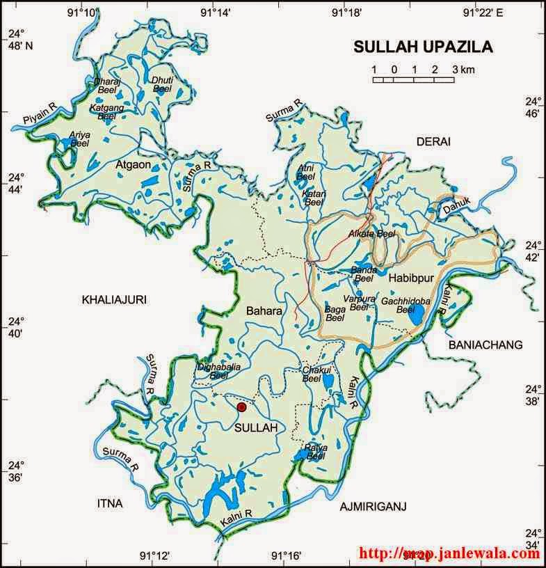 sullah upazila map of bangladesh