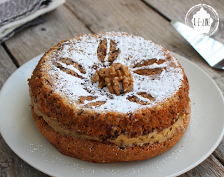 gâteau aux noix, crème au beurre au café