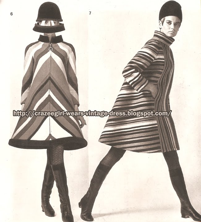 Pierre Cardin - 1967 dress coat striped stripe 1960 60s