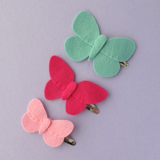 Felt butterfly hair clips