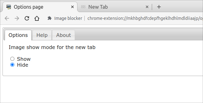 Image blocker Chrome拡張 オプション