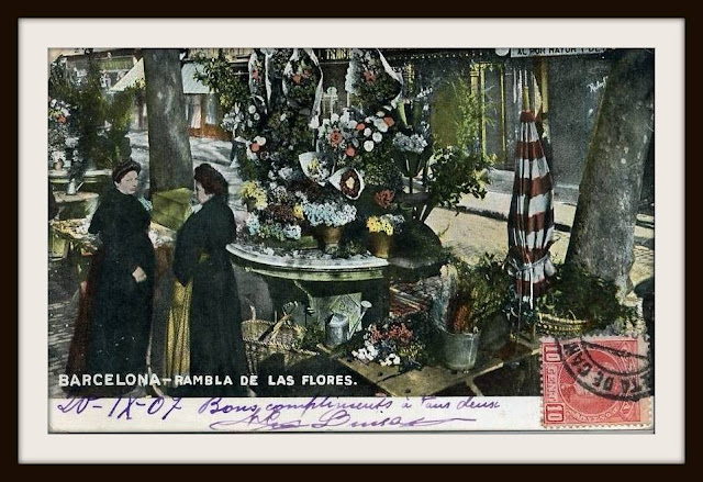 Rambla de San José y de las Flores, cartolina del 1907