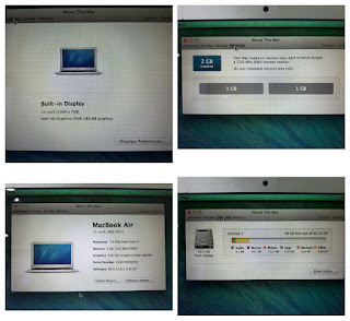 Laptop MacBook Air 11-inch Mid 2011 A1370 Core i5 1.6GHz RAM 2GB SSD 64GB Seken