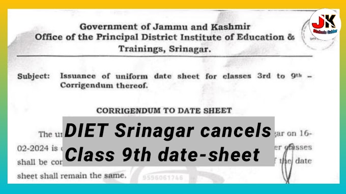 DIET Srinagar Cancels Class 9th Date-Sheet