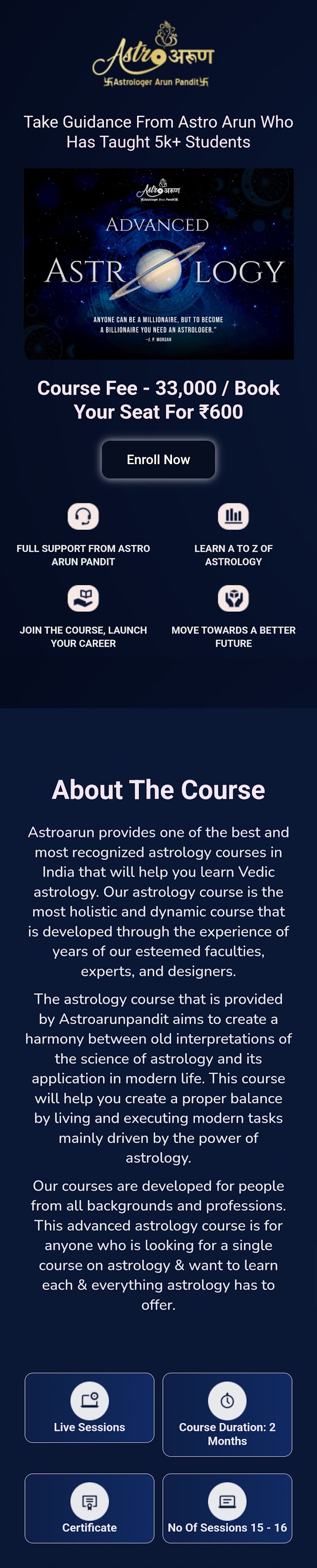 Advance Astrology Mentorship Program By Astro Arun Pandit 