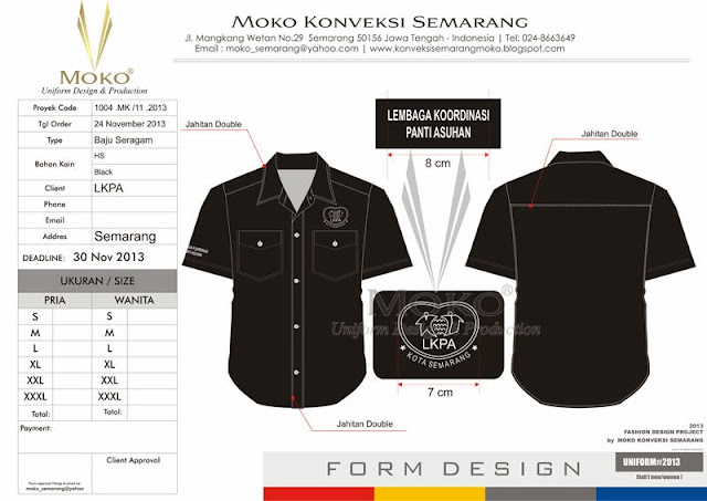 CONTOH BAJU SERAGAM BAHAN KAIN DRILL LEMBAGA KOORDINASI PANTI ASUHAN SEMARANG