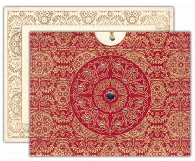 beautifully decorated card that's made in India by IndianWeddingCardcom