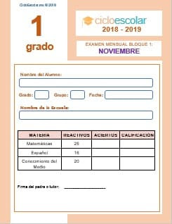 Examen del Bloque I Primer grado 2018-2019