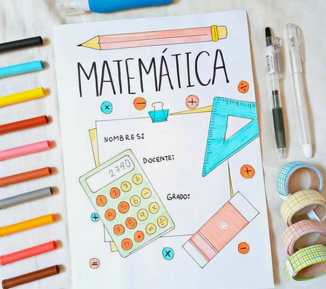 portadas para cuadernos de matematicas faciles y bonitas