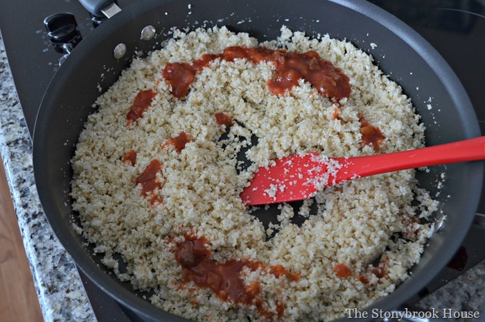 Add Salsa to Cauliflower Rice