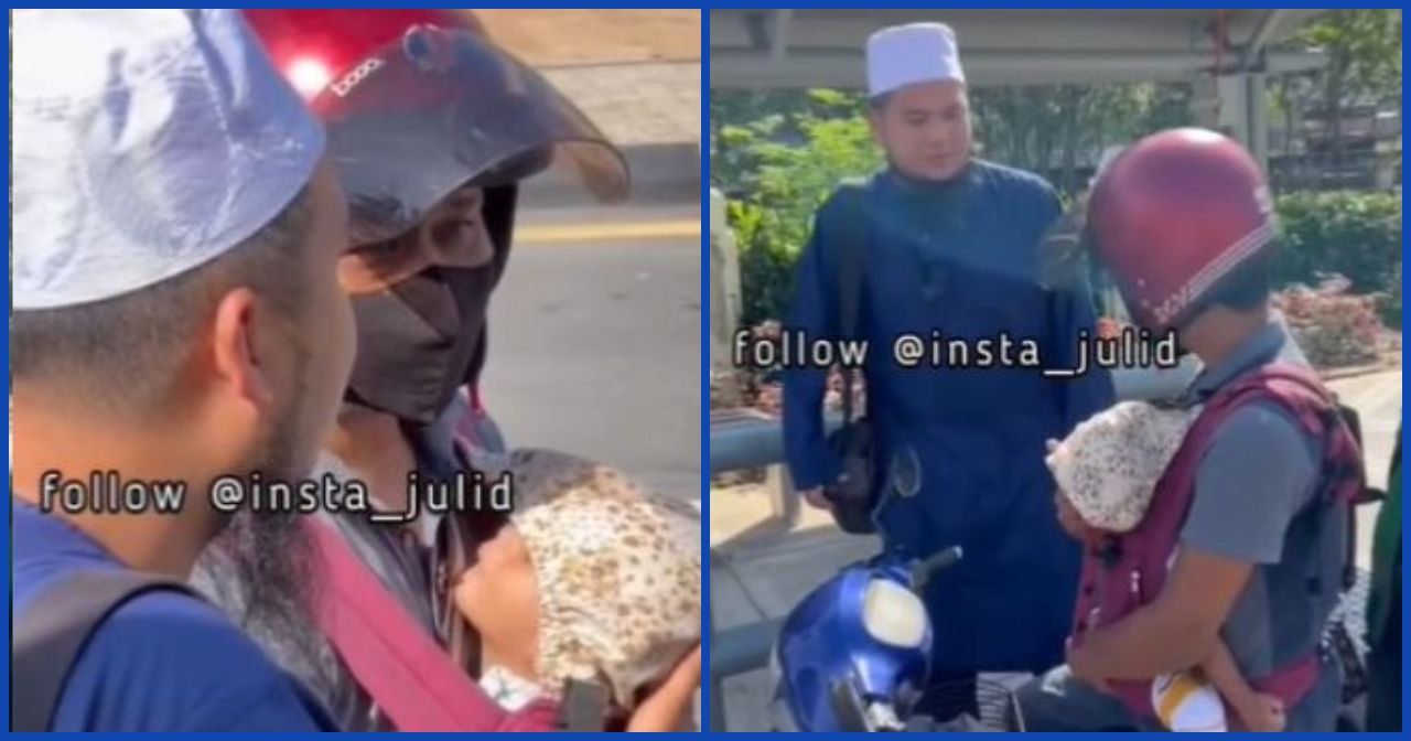 Viral Seorang Pria Kerja di Jalanan Sambil Gendong Bayi, Seorang Ustaz Tergerak Hatinya untuk Berikan Ini, sang Driver Ojol Tak Kuasa Menahan Tangisnya