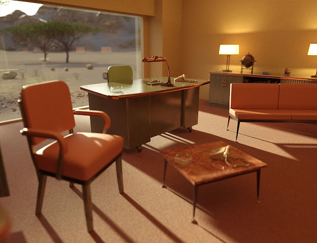 Rediscover the Charm of the '60s with Vintage 1960s Office in 3D Art