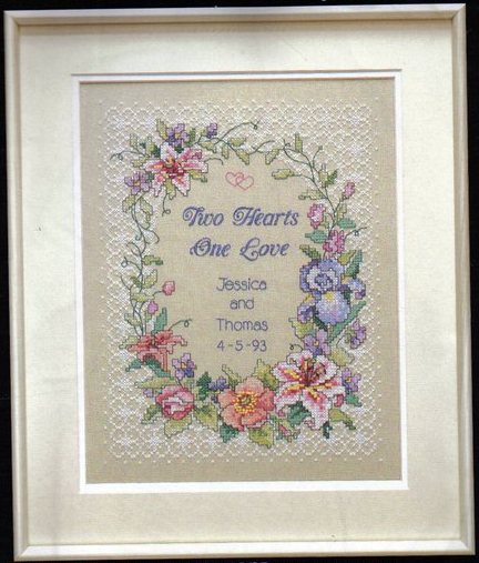 Two Hearts Wedding Record cross stitch pattern - Counted ...