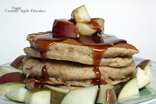 vegan caramel apple pancakes