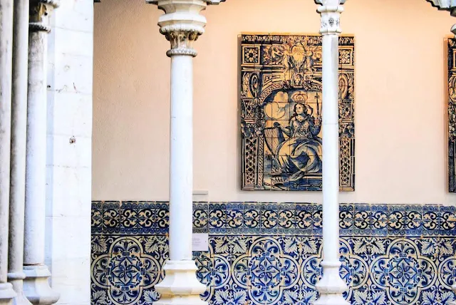 Tile painting in the interior courtyard of the National Tile Museum in Lisbon