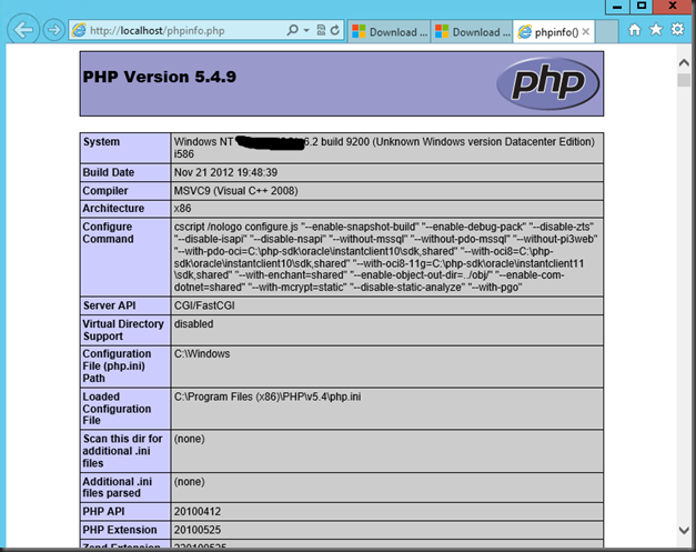 phpinfo op IIS