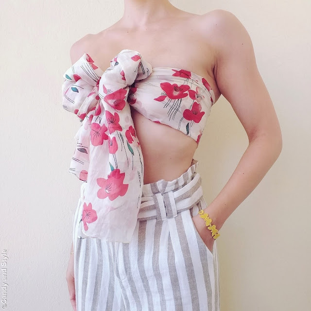 Tie A Vintage Scarf Into A Bandeau Top | Candy and Style