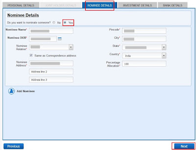 Tata Mutual Fund - Nominee Details