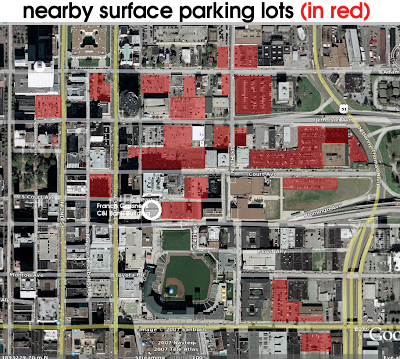 surface parking lots in close proximity to C&I Bank Building