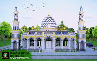 DESAIN MASJID MINIMALIS MODERN 14.15 x 14.15 (1 LANTAI)