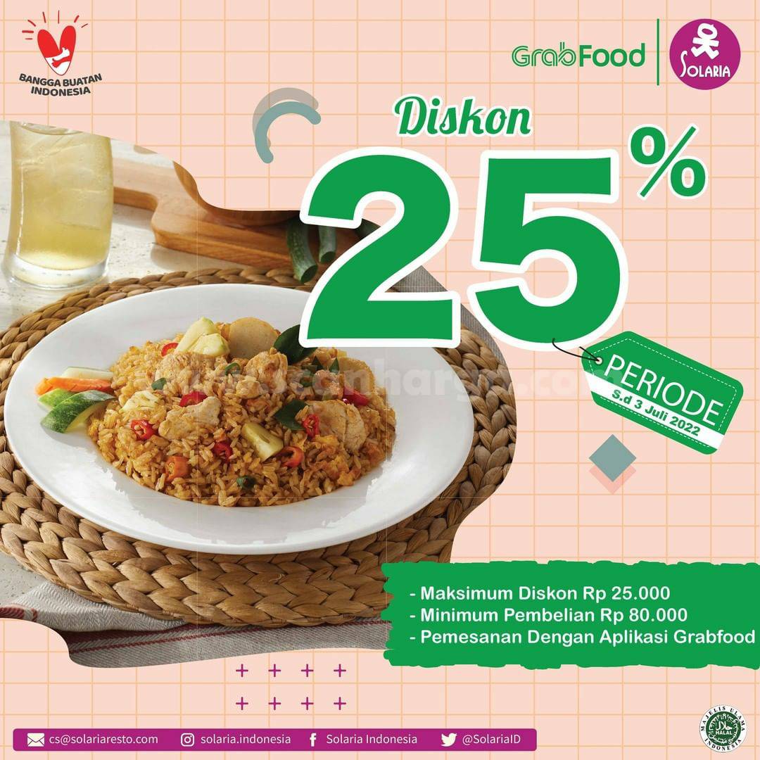 SOLARIA Promo GRABFOOD DISKON hingga 25%