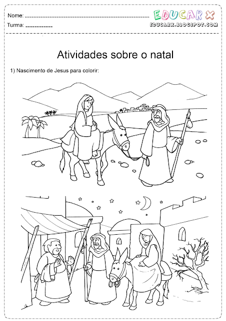 Colorir natal nascimento de Jesus cristo