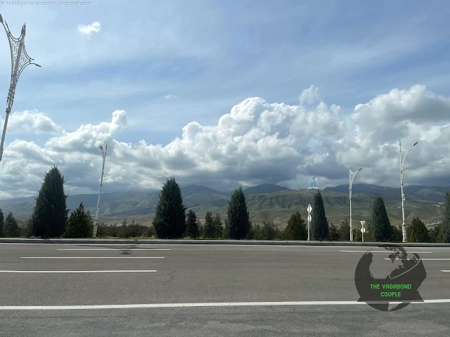 TV Tower with Star seen from Archabil Hwy into Ashgabat
