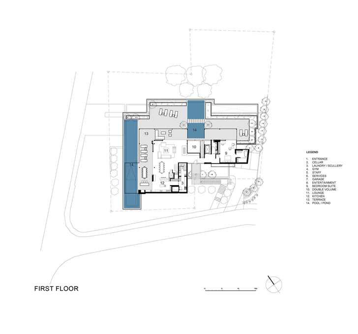 First floor plan of Beautiful Plett 6541+2 Home by SAOTA