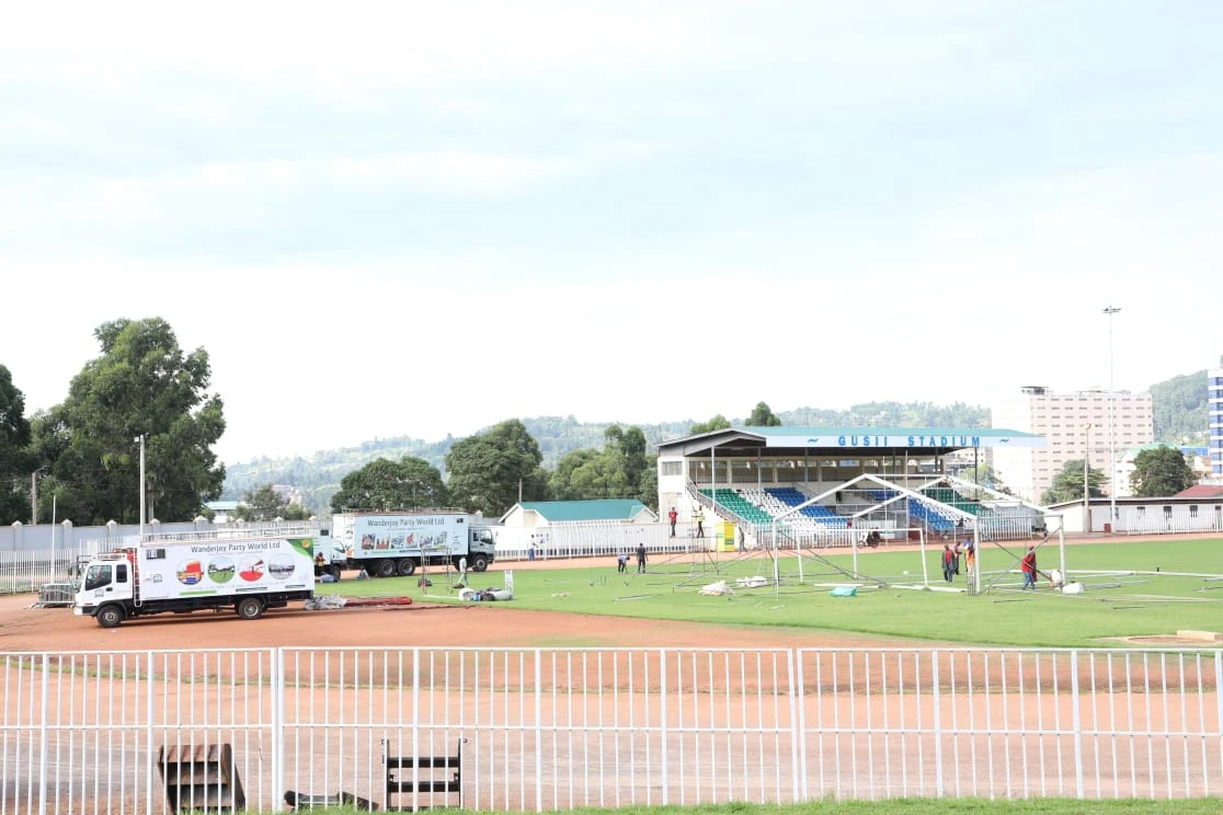 Kisii sports club ground being prepared for BBI. PHOTO | BMS