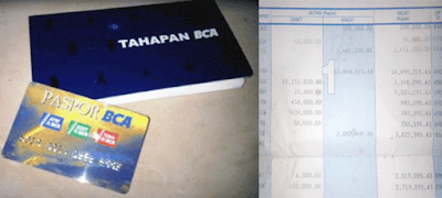 contoh print koran riwayat transaksi atau mutasi rekening bca di buku tabungan