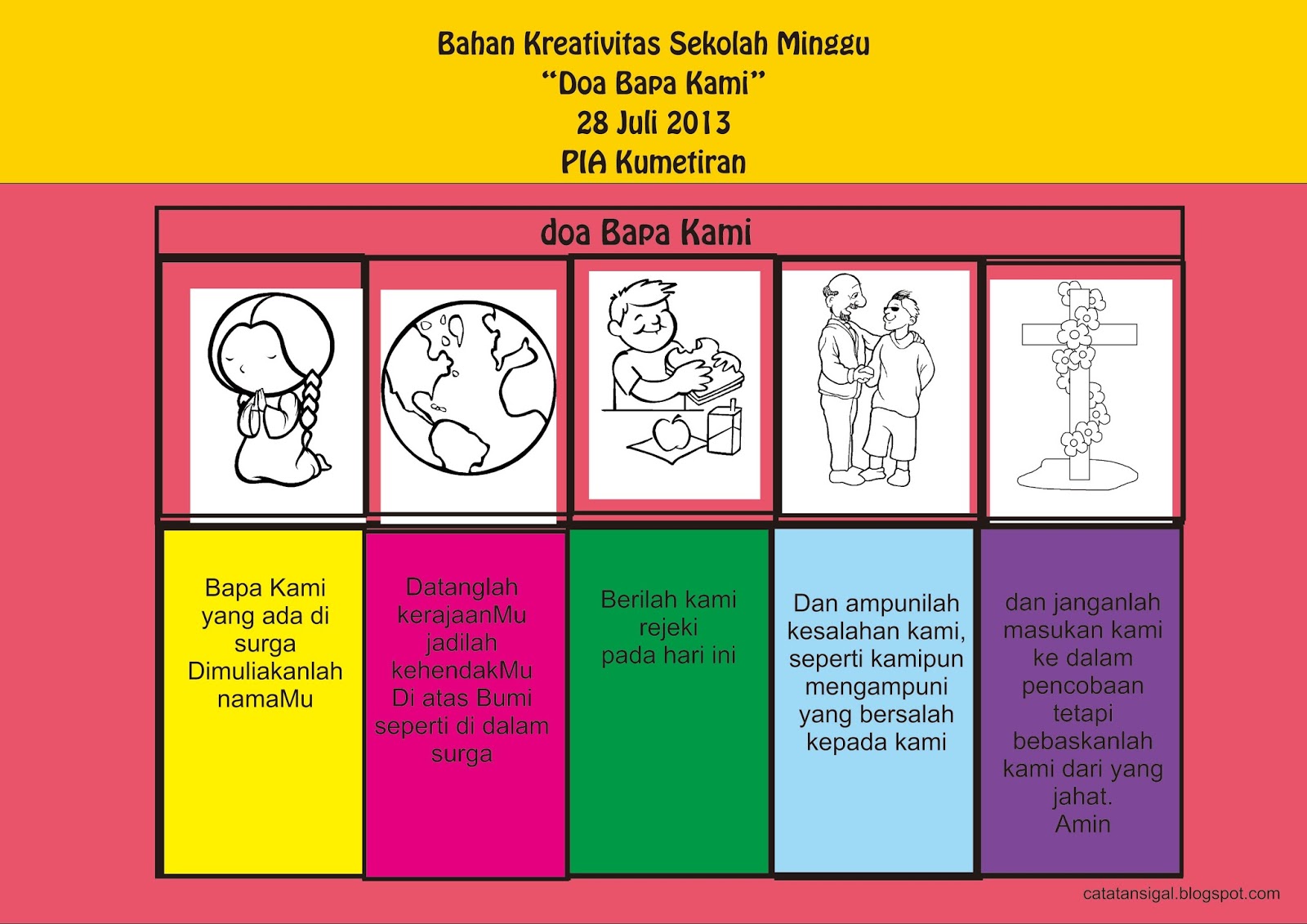 Catatan SiGal Bahan Kreativitas Dan Pengajaran Sekolah Minggu Doa