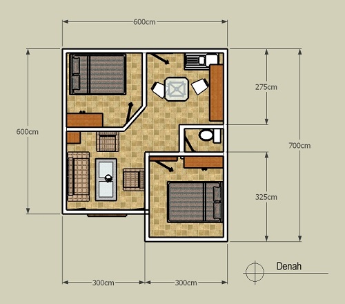  Update Desain  Denah Rumah  Minimalis  Ukuran 6  x  8 Meter 