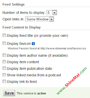 Feedburner feed settings