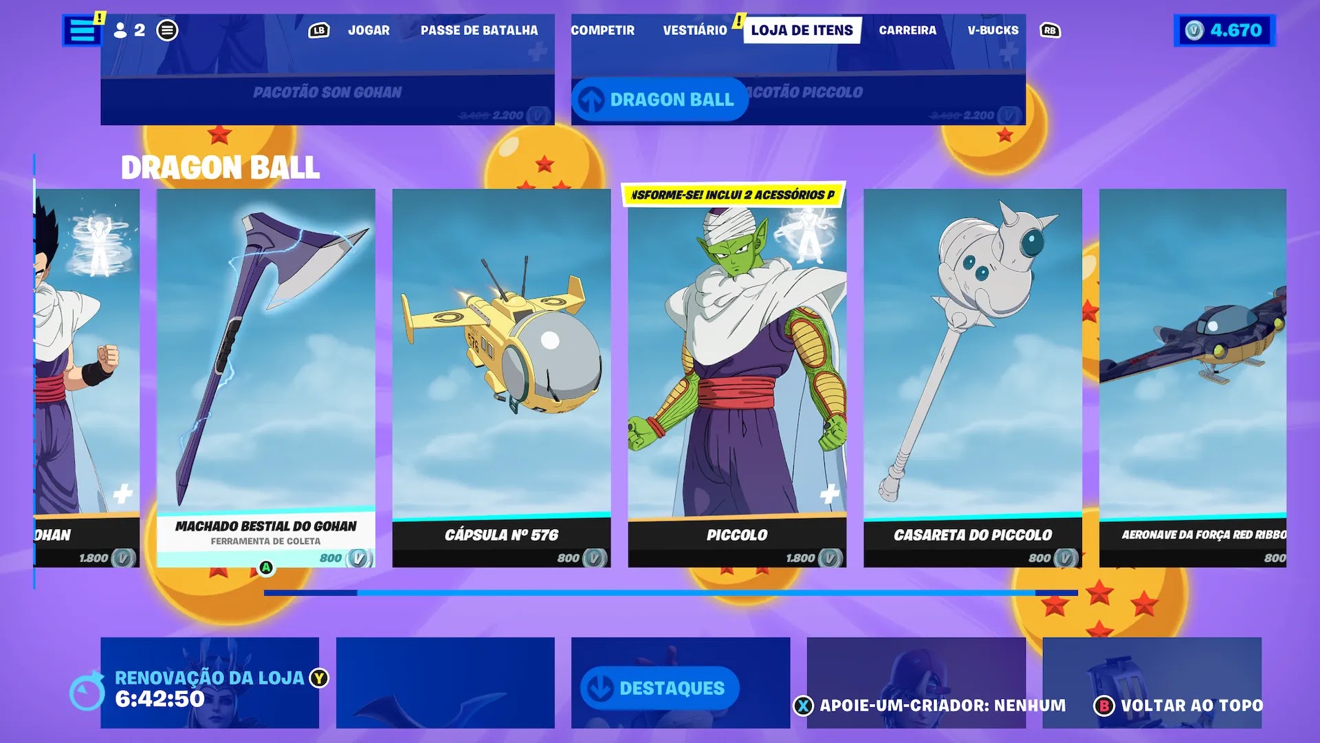 Fortnite recebe Gohan e Piccolo de Dragon Ball