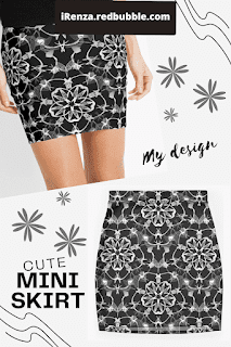 White mandala Mini Skirt.
