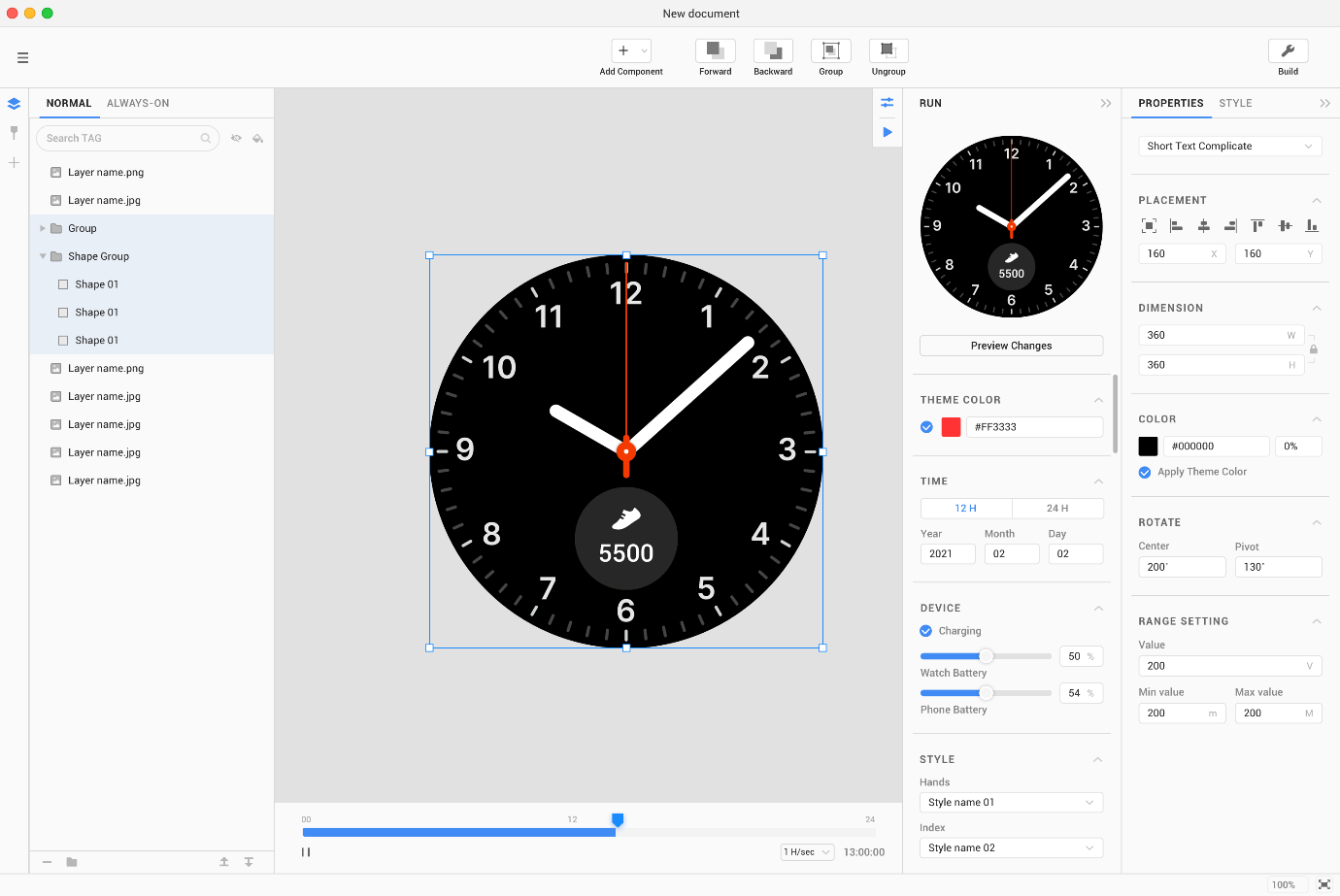 Imagem de mostrador de relógio em software de edição