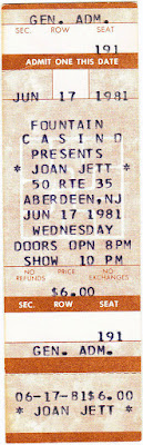 Joan Jett at The Fountain Casino ticket stub