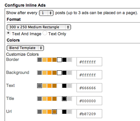 Configure inline ads