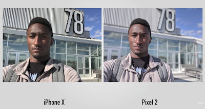 front camera comparison between iphone X and pixel 