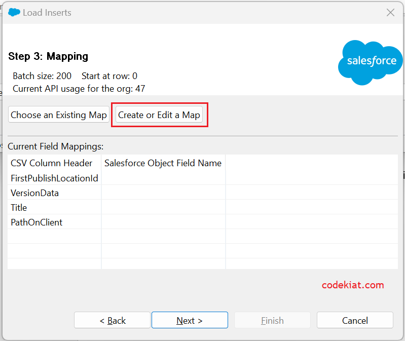 Data loader field mapping