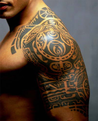 Aztec arm tattoo idea for guys.