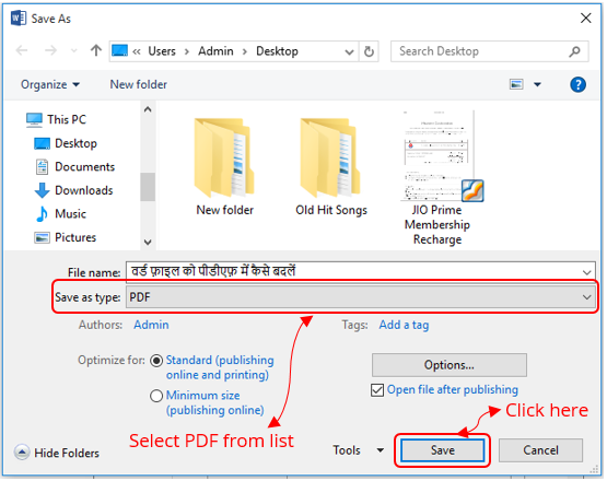 Microsoft Word - Save as Type Dialog Box