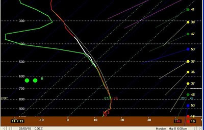 Sounding shows weak instability aloft