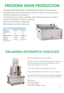 freidoras gran produccion, ralladora/virutera automatica chocolate.