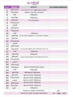 School Diary - December 2022 - டிசம்பர் - 2022 மாதத்திற்கான பள்ளி நாட்காட்டி பட்டியல் 