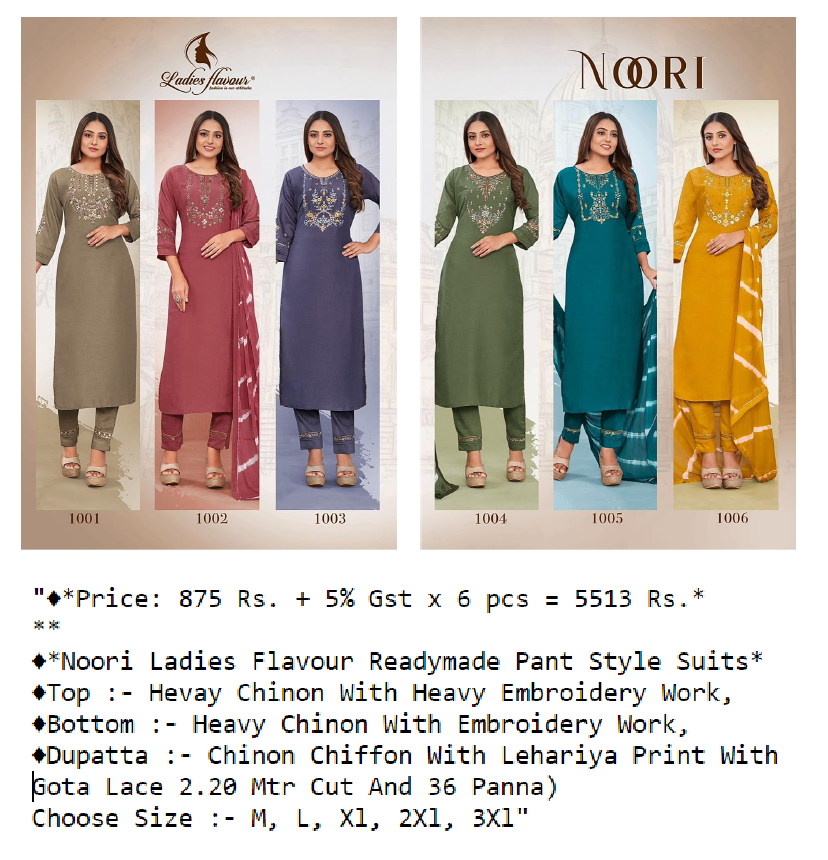 Noori Ladies Flavour Readymade Pant Style Suits
