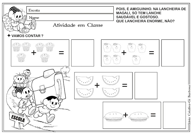 Atividade Matemática Volta às Aulas Turma da Mônica