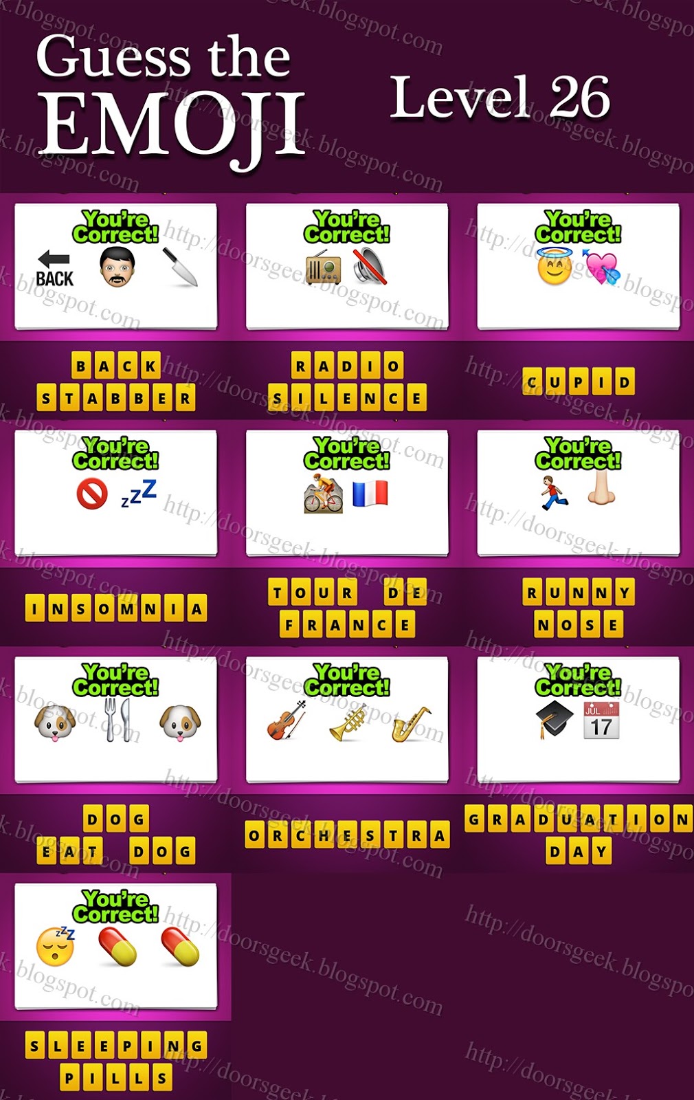 Guess The Emoji [Level 26] Answers and Cheats ~ Doors Geek