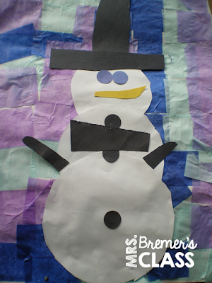 Snowman art activities for winter in Kindergarten