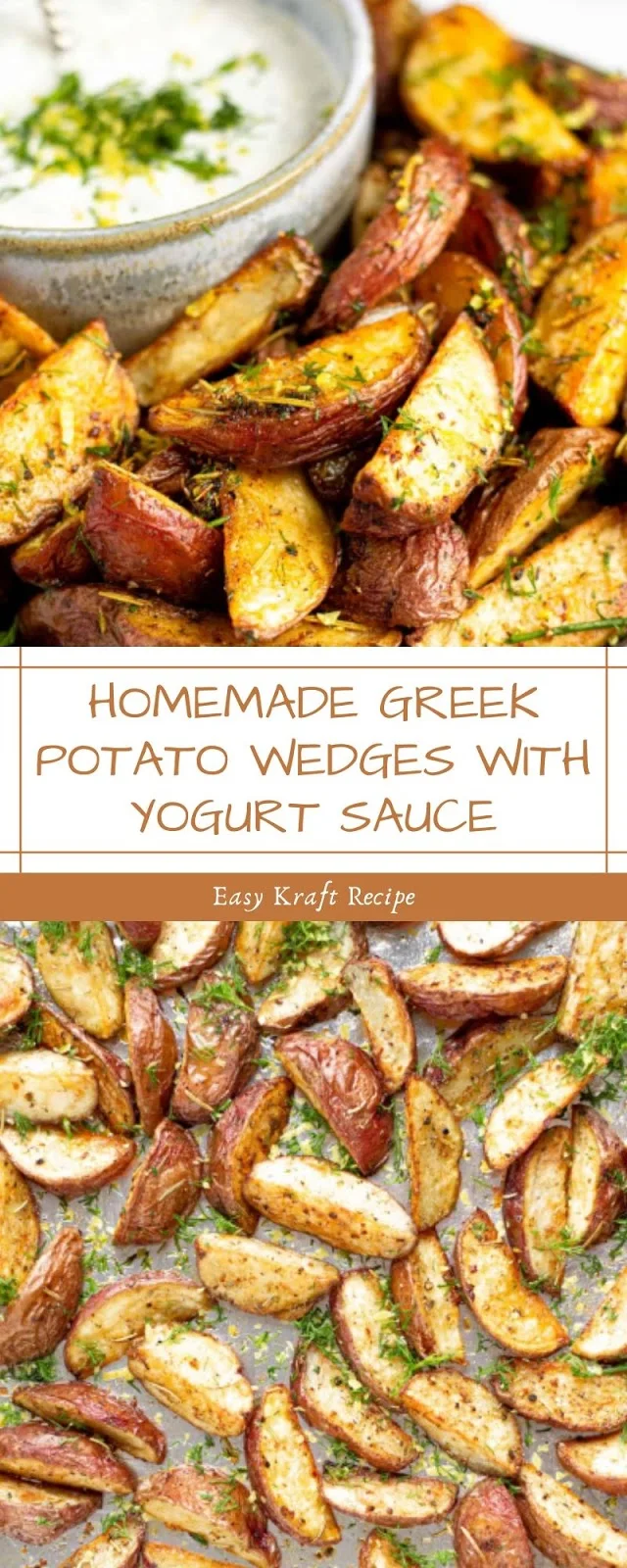 HOMEMADE GREEK POTATO WEDGES WITH YOGURT SAUCE